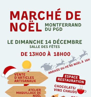 affiche du marché de noël 2025 de Montferrand du Périgord