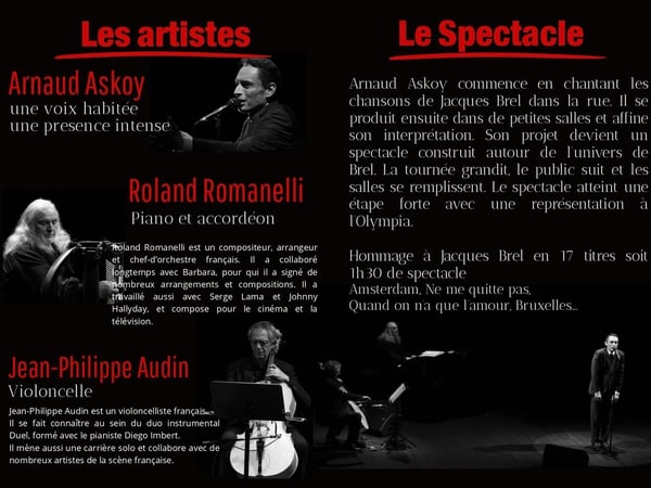 Spectacle musical : La promesse BREL